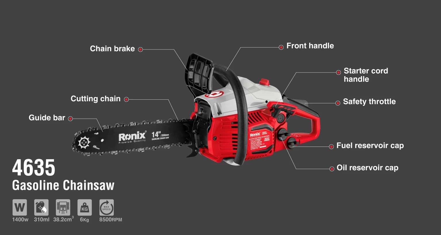 4635 Gasoline Chainsaw-Ronix Tools (1) 4635 Gasoline Chainsaw-Ronix Tools (1)