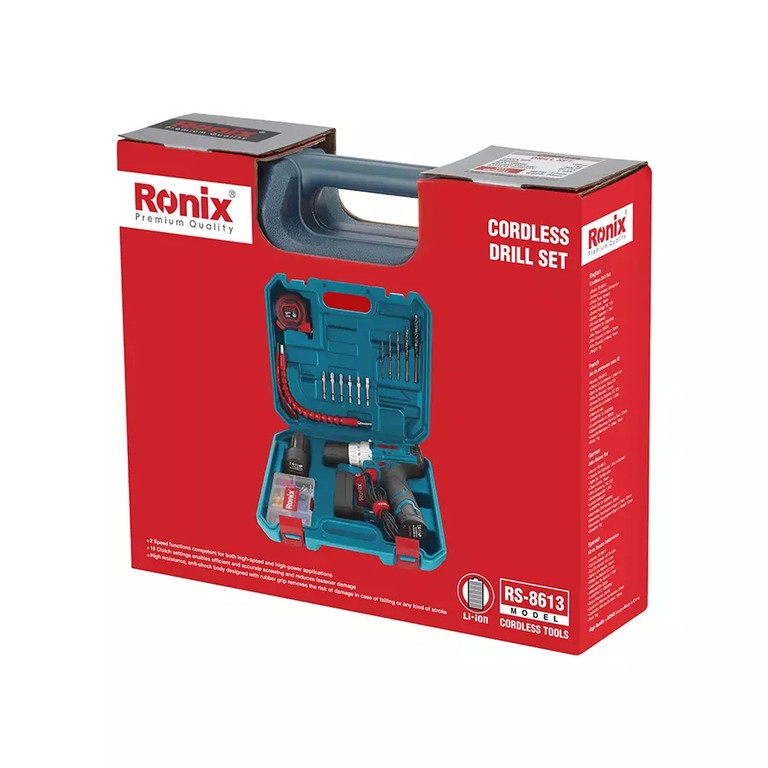 Ronix RS-8613 12V Cordless Drill Set – Compact, Powerful, and Versatile for Precision Drilling and Screwing
