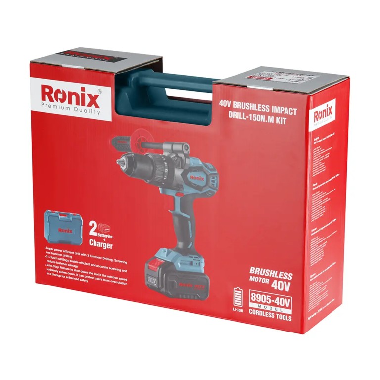 Ronix 8905-40V Cordless Brushless Lithium Drill – High Performance Power Tool