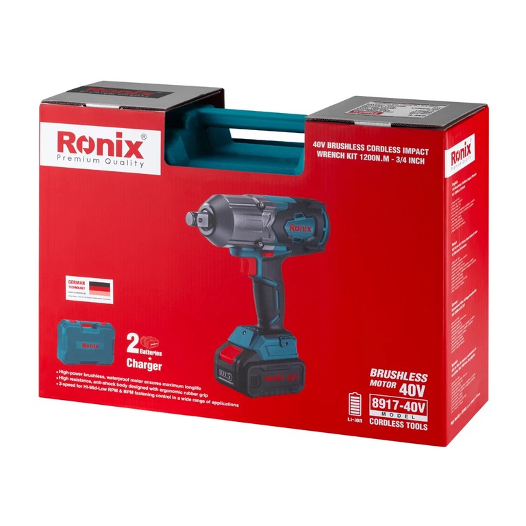 Ronix 8917-40V Cordless Brushless 3/4 Inch Impact Wrench – Professional Power in Your Hands