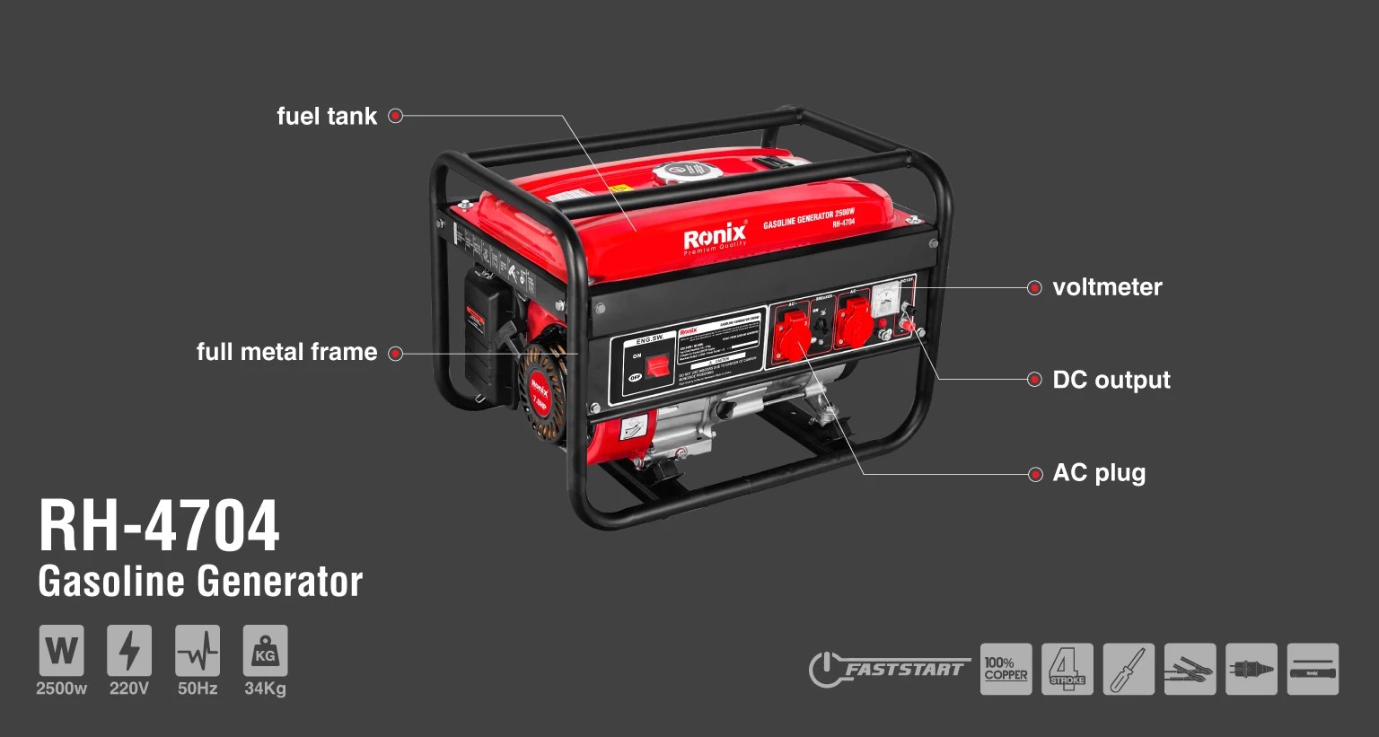 RH-4704 Gasoline Generator-Ronix Tools (2)