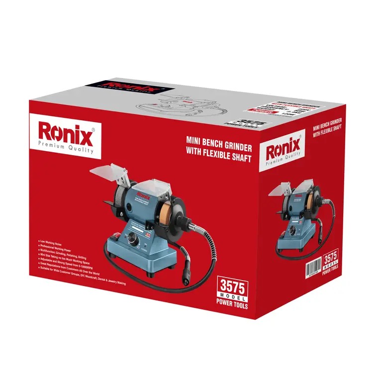 Ronix 3575 Mini Bench Grinder with Flexible Shaft – Compact Precision Power for Creative and Professional Work
