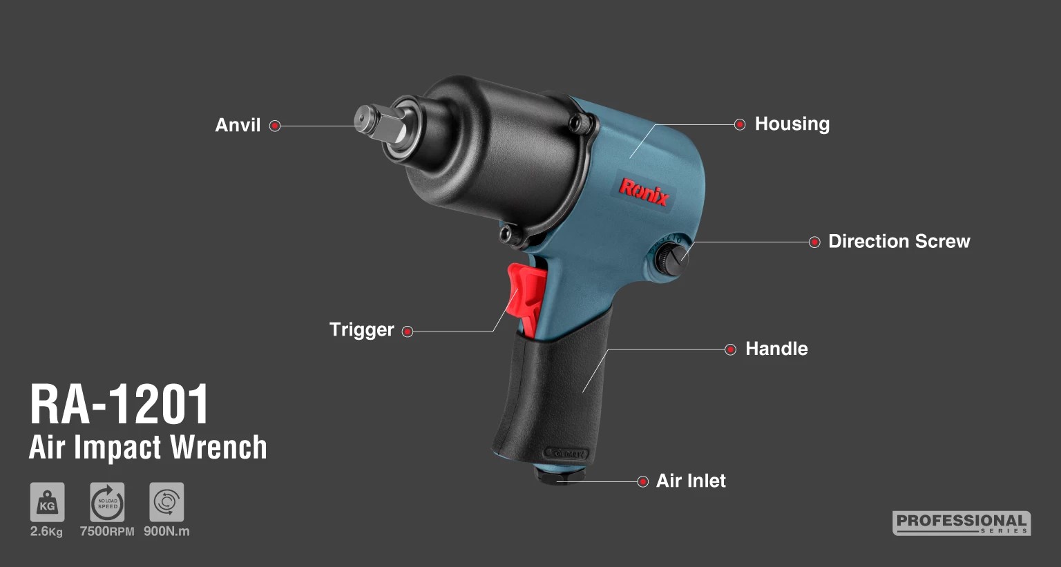 RA-1201 Air Impact Wrench-Ronix Tools (10)