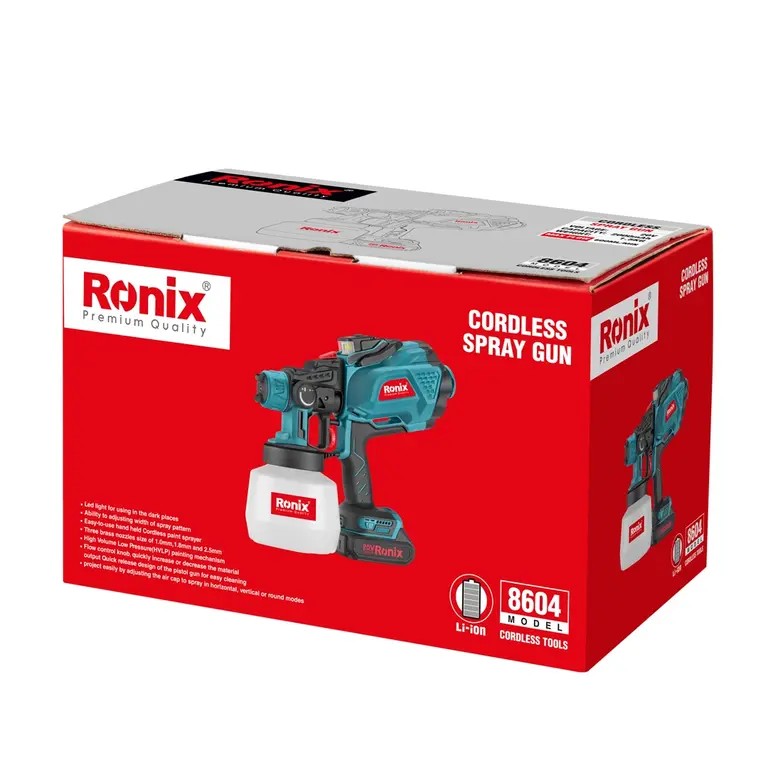 Penyembur Cat Tanpa Kord Ronix 8604 20V-32000RPM : Penyelesaian Pengecatan Terbaik