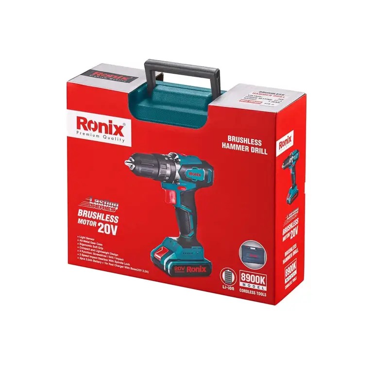 Ronix 8900K 20V Brushless Cordless Impact Drill Kit – Power, Precision, and Durability