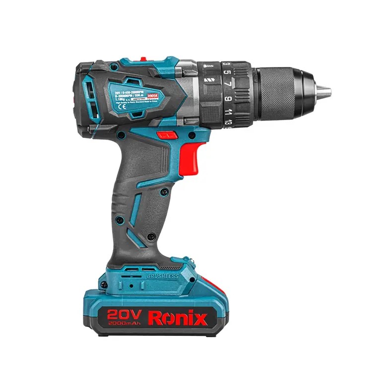 Ronix 8905K 20V Cordless Brushless Hammer Drill Kit – Power, Precision, and Durability