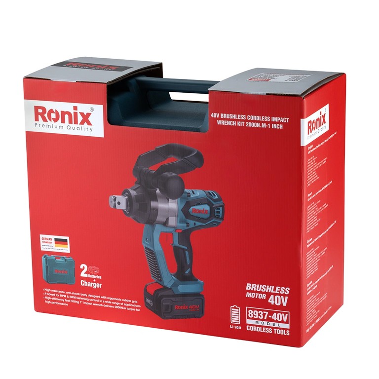 Ronix 8937-40V Cordless Brushless 1 Inch Impact Wrench Kit – Professional Power & Precision