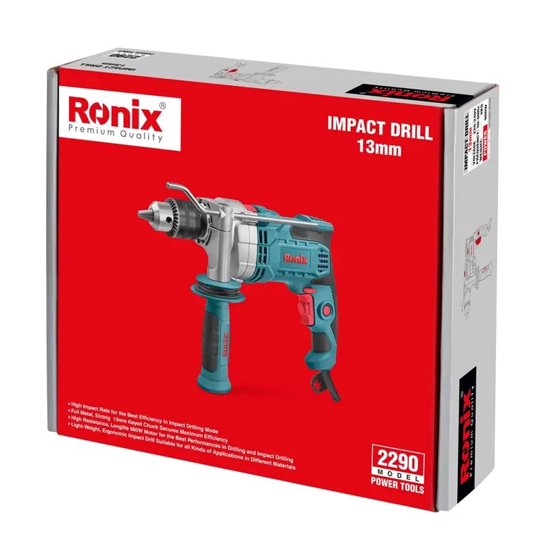 Ronix 2290 Electric Impact Drill (900W, 13mm): High-Speed Precision, Powerful Impact Performance, and Professional Drilling Versatility