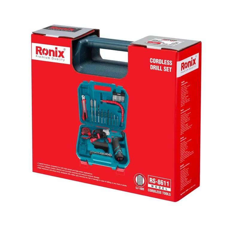 Ronix RS-8611 12V Cordless Drill Set – Compact, Powerful, and Versatile for Home and Professional Use