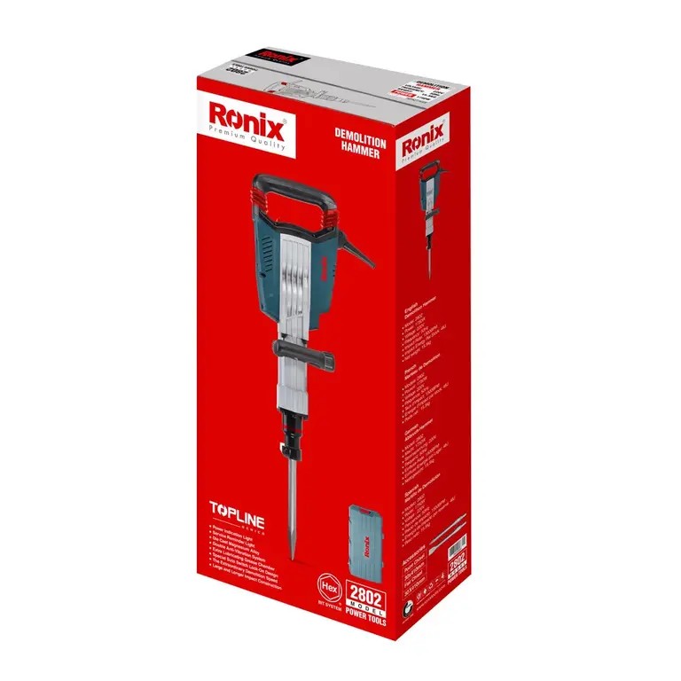 Ronix 2802 Demolition Hammer – Maximum Impact Power, Magnesium Strength, Engineered for Professional Vertical Demolition