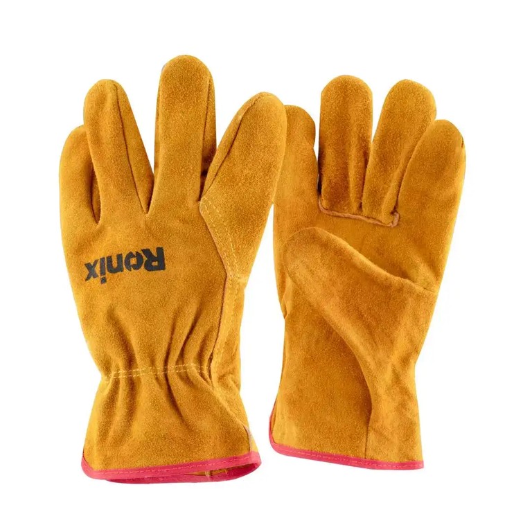 Ronix RH-90001 Leather Safety Gloves – Durable Cow Split Leather Protection for Industrial and Welding Work