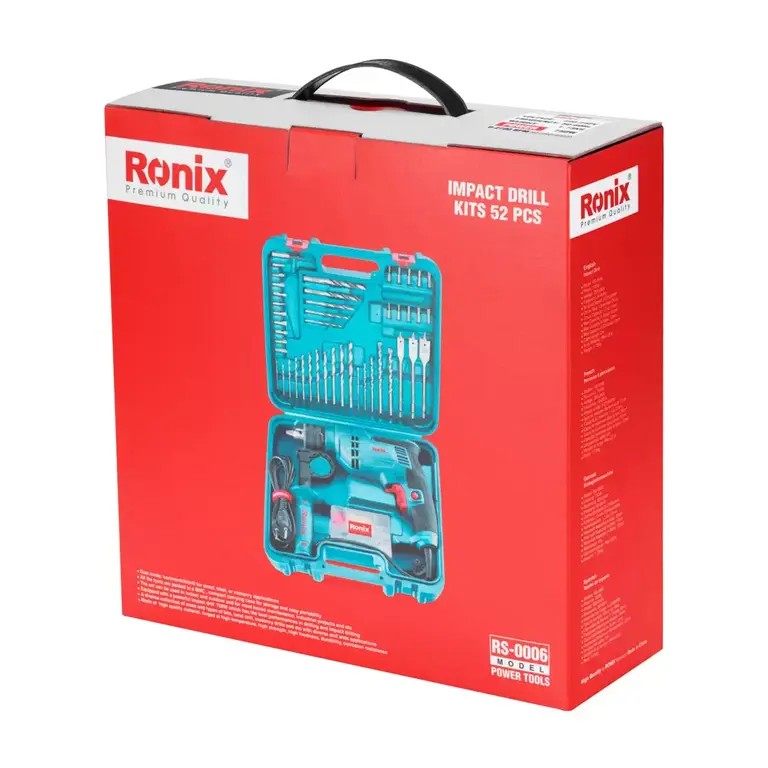 Ronix RS-0006 52-Piece Hand Tools and 750W Impact Drill Set – Ultimate All-in-One Solution for Home, Workshop, and Industrial Projects