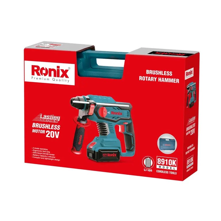 Ronix 8910K 22mm 20V Brushless Rotary Hammer Kit – Power, Precision, and Versatility for Every Job