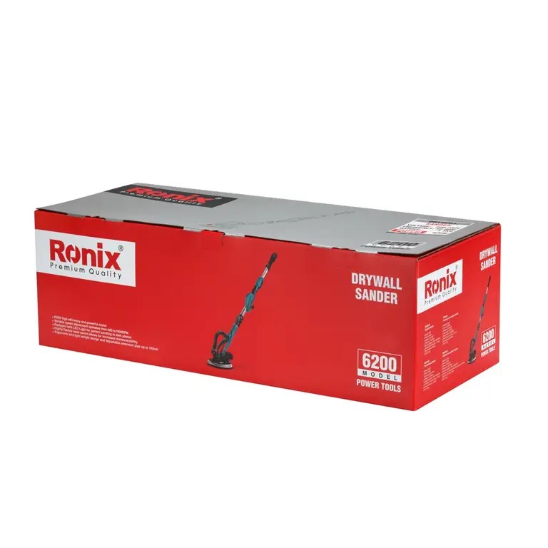 Ronix 6200 Шлифовальная машина для гипсокартона (820 Вт) Высокоэффективная система шлифования стен и потолков для быстрой, чистой и профессиональной отделки